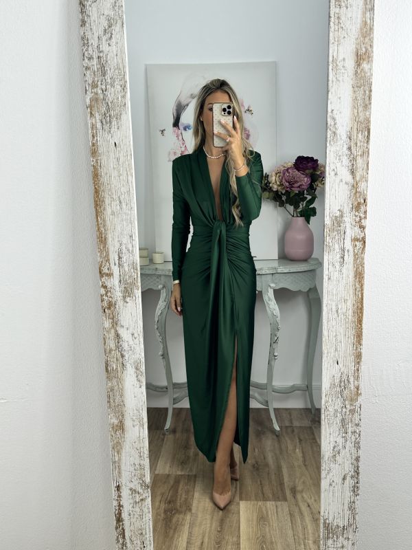 Vestido Oriana verde manga larga