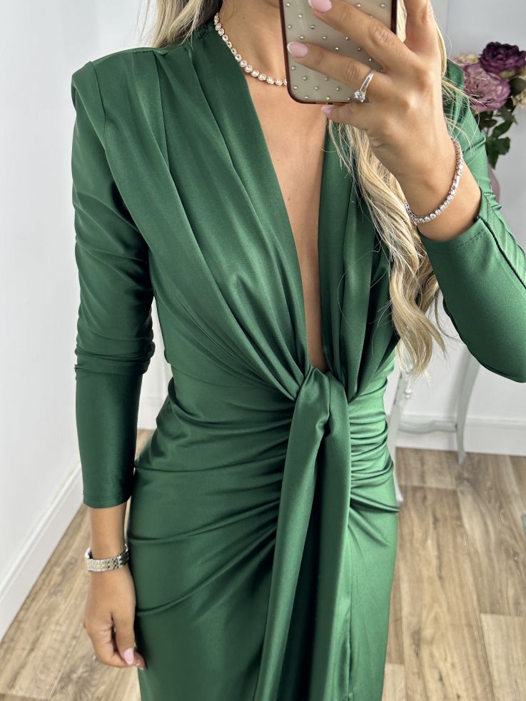 Vestido Oriana verde manga larga