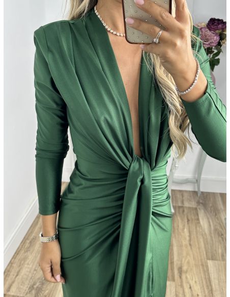 Vestido Oriana verde manga larga