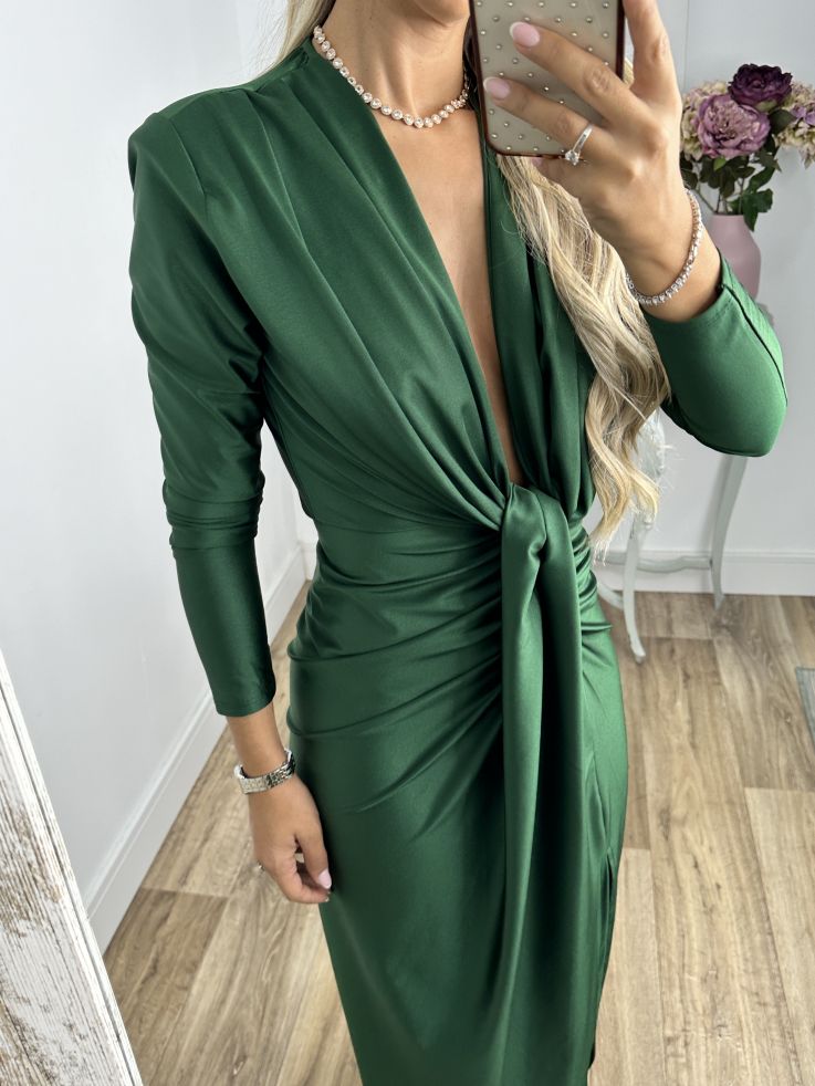 Vestido Oriana verde manga larga