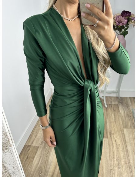 Vestido Oriana verde manga larga