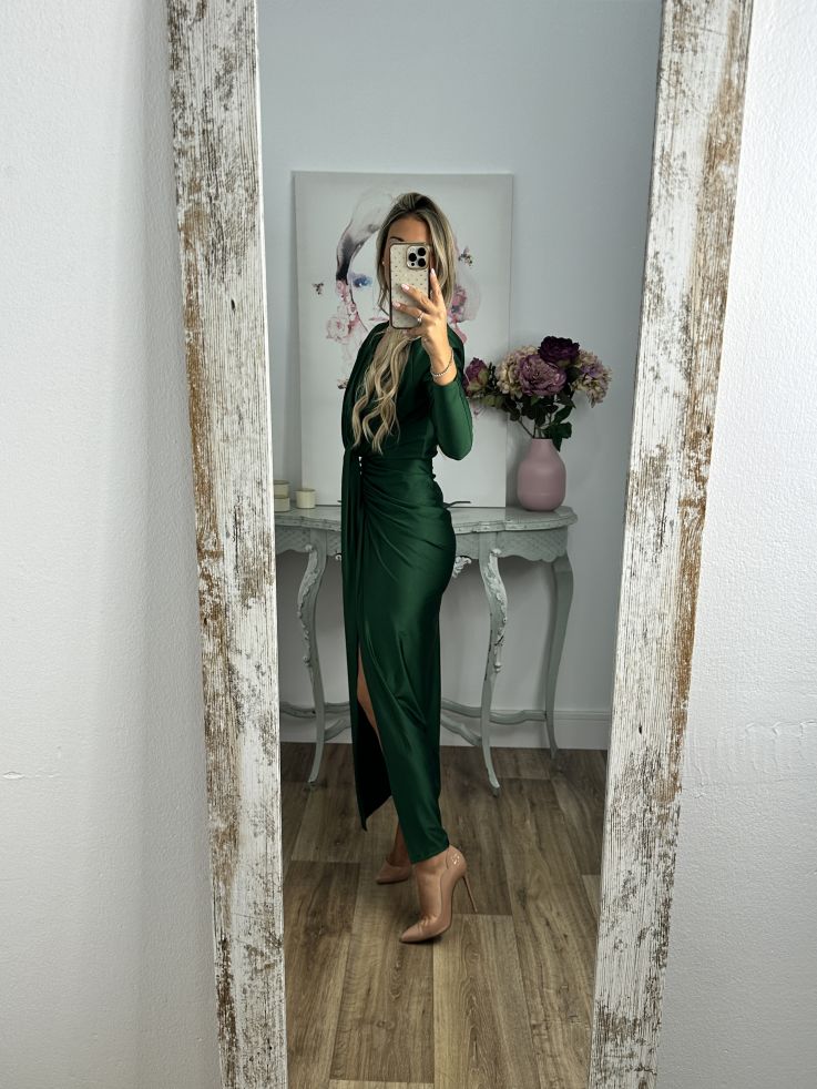 Vestido Oriana verde manga larga