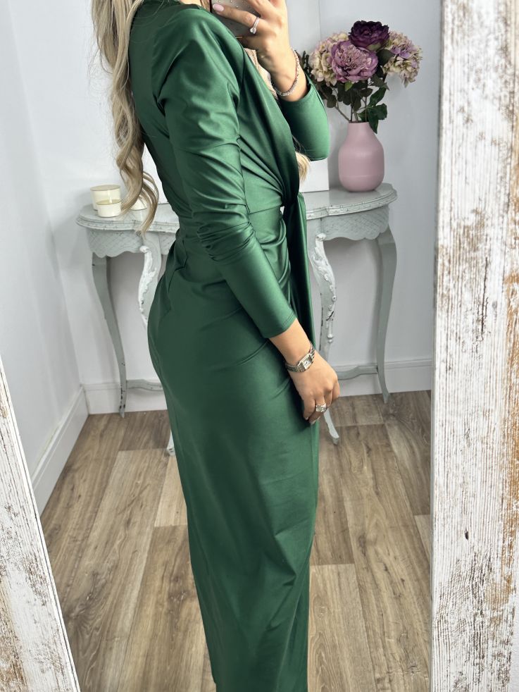 Vestido Oriana verde manga larga