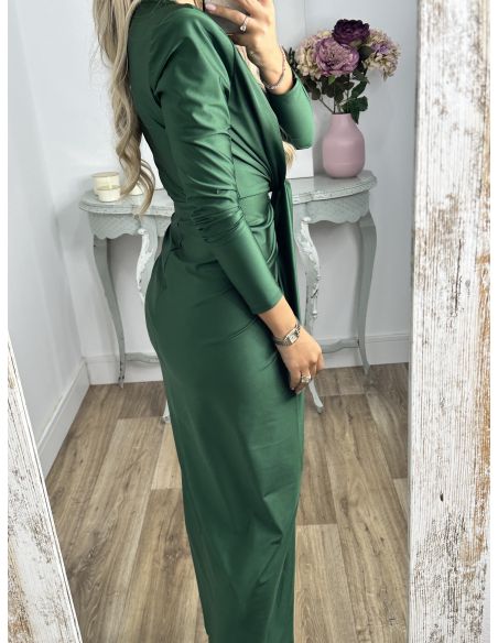 Vestido Oriana verde manga larga