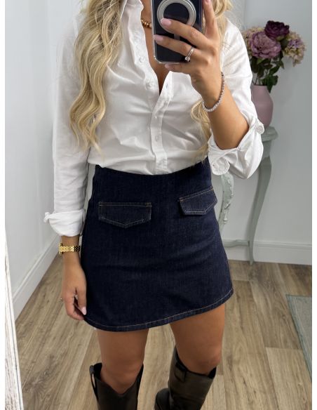 Falda pantalón denim oscura