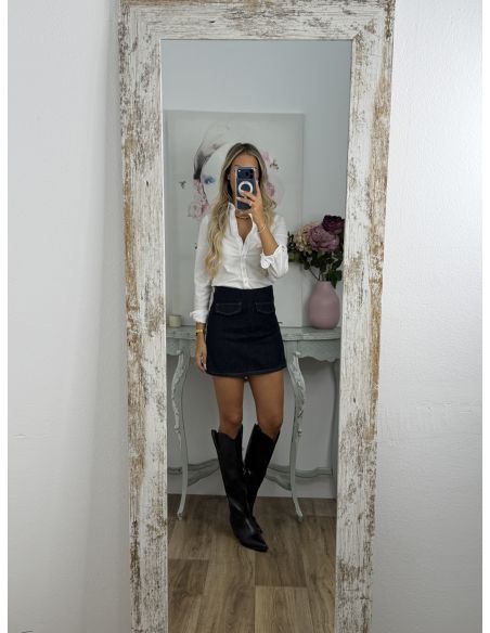 Falda pantalón denim oscura