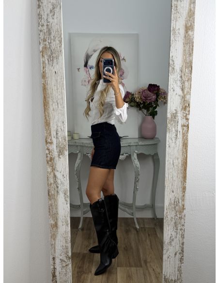 Falda pantalón denim oscura