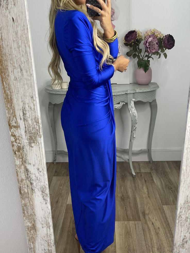 Vestido Oriana azul klein manga larga