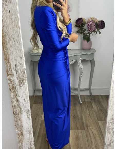 Vestido Oriana azul klein manga larga