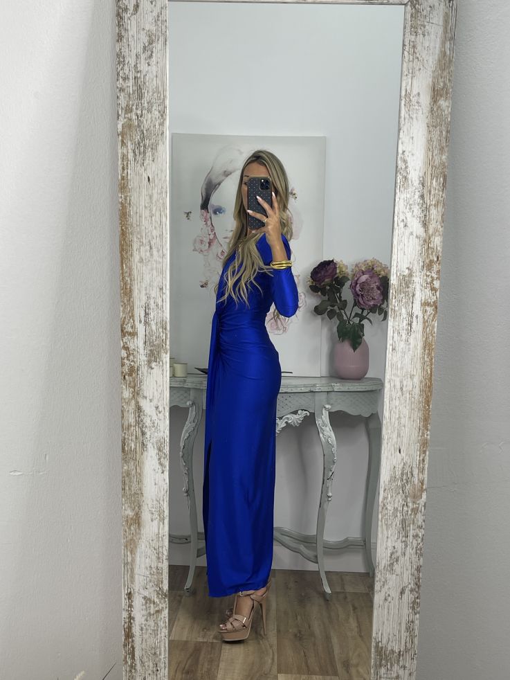 Vestido Oriana azul klein manga larga