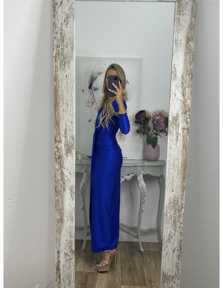 Vestido Oriana azul klein manga larga