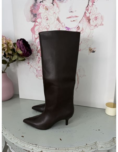 Botas efecto piel chocolate