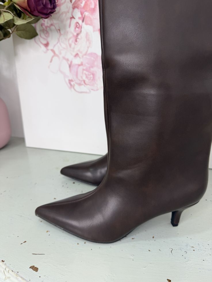 Botas efecto piel chocolate