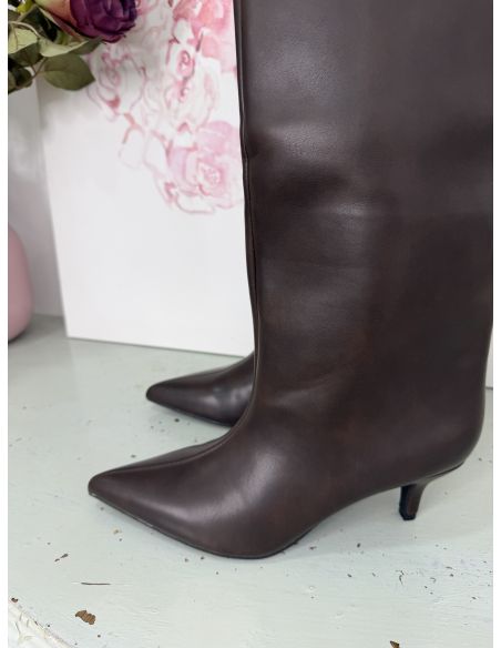 Botas efecto piel chocolate