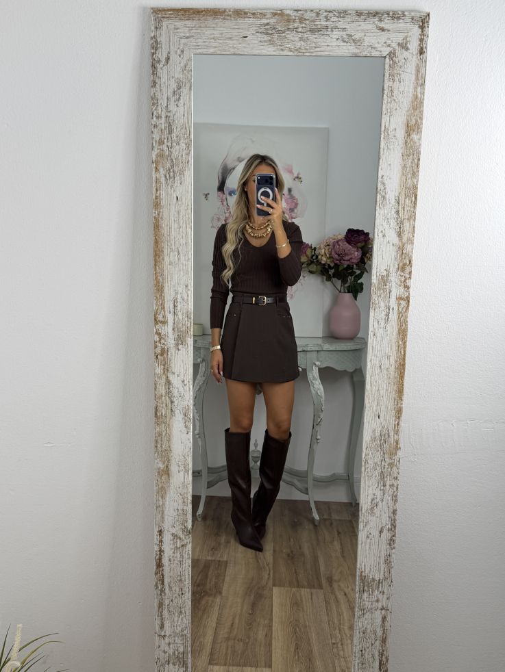 Botas efecto piel chocolate