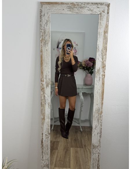 Botas efecto piel chocolate