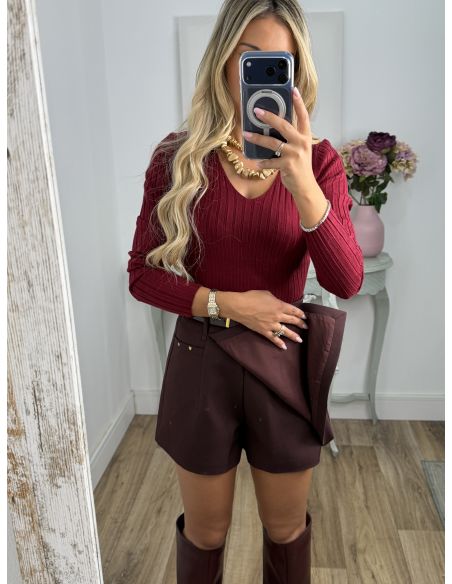 Falda pantalón Nori burdeos