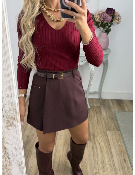Falda pantalón Nori burdeos