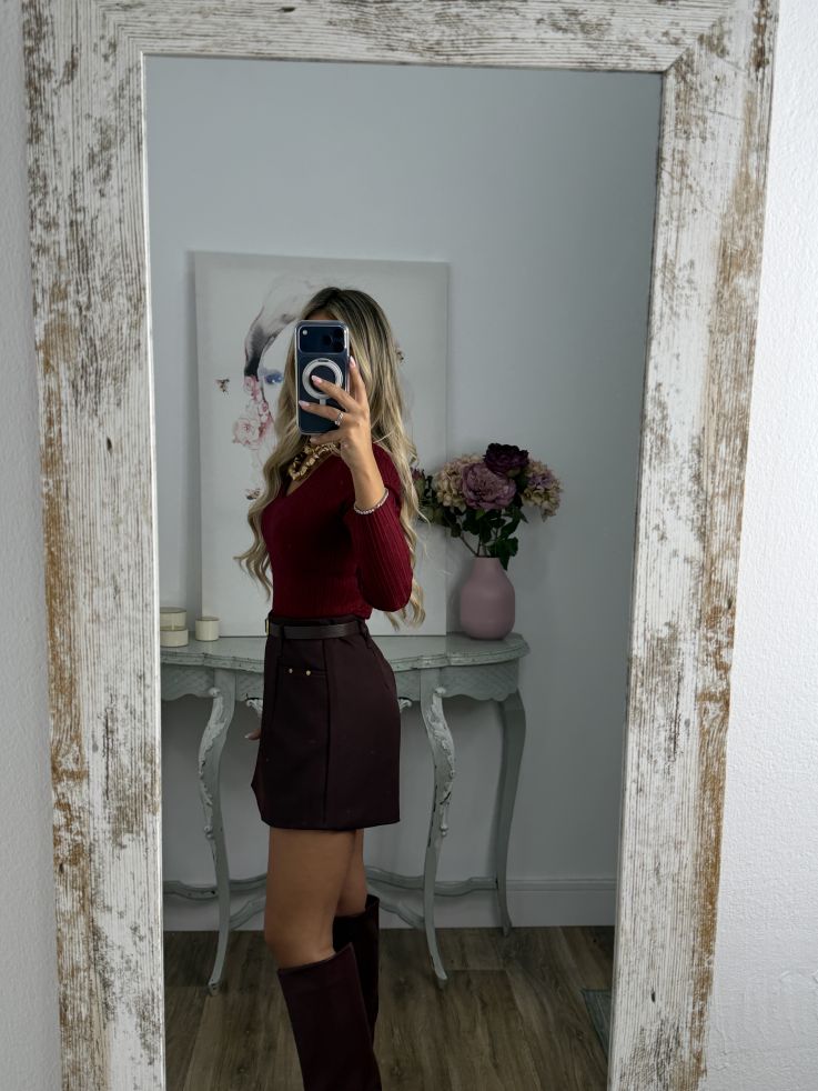 Falda pantalón Nori burdeos