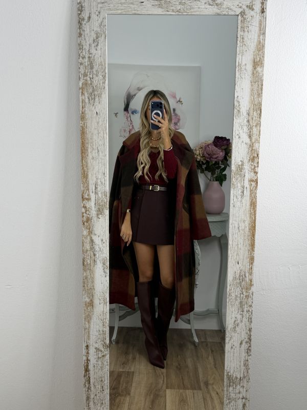 Abrigo Ideal cuadros burdeos