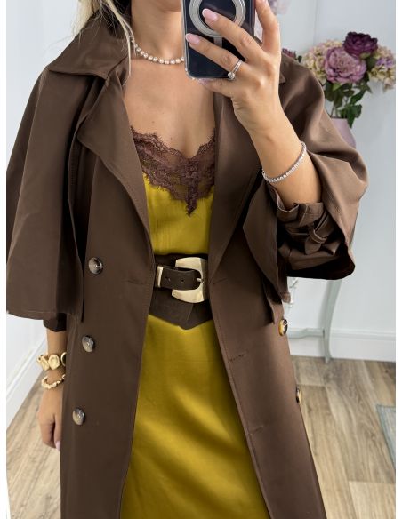Gabardina con capa chocolate
