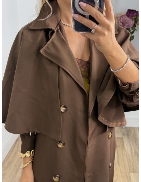 Gabardina con capa chocolate