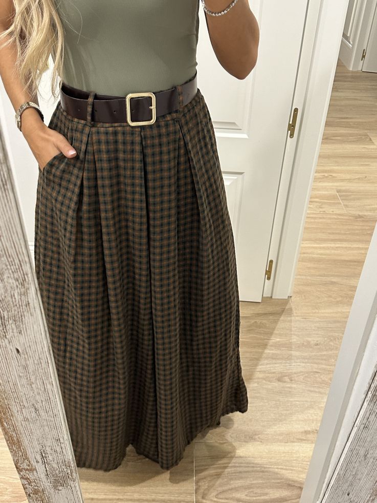 Falda Pantalón cuadros verde