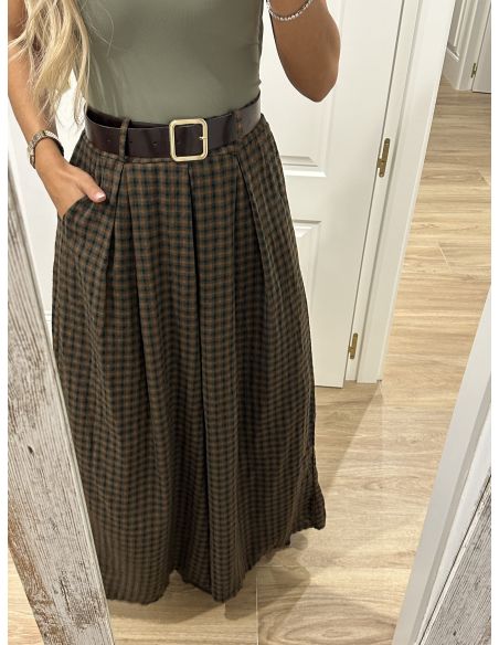 Falda Pantalón cuadros verde