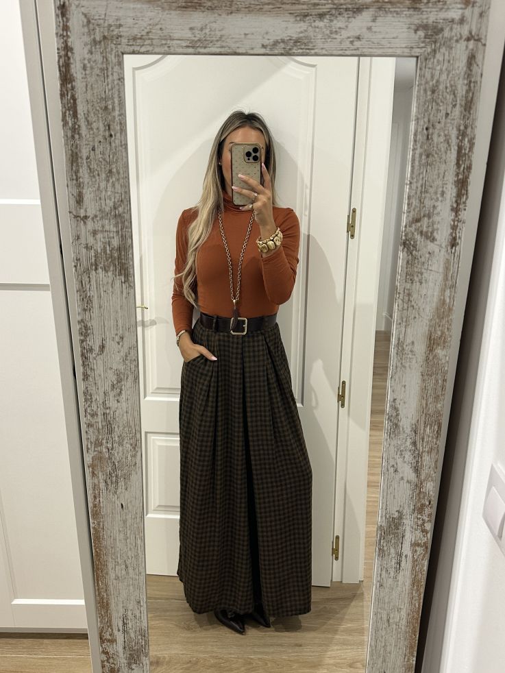 Falda Pantalón cuadros verde