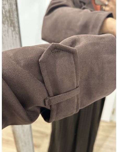 Gabardina corta antelina chocolate
