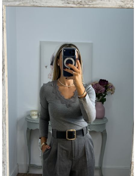 Camiseta Puntilla gris