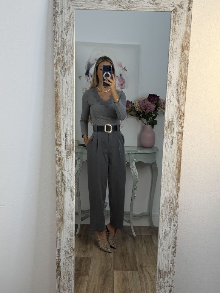 Camiseta Puntilla gris