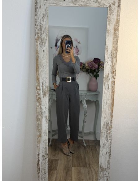 Camiseta Puntilla gris
