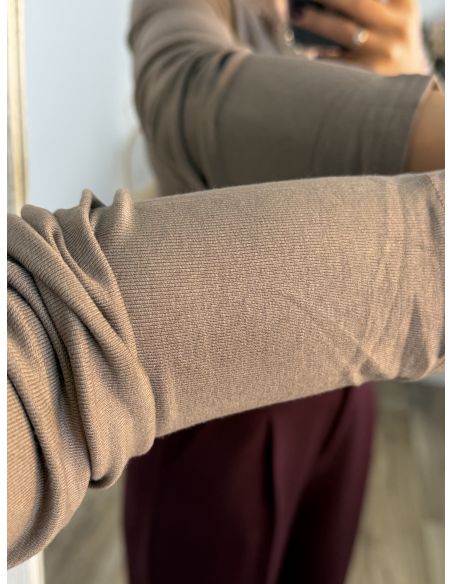 Camiseta Puntilla taupe