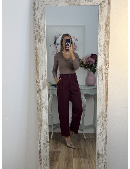 Camiseta Puntilla taupe
