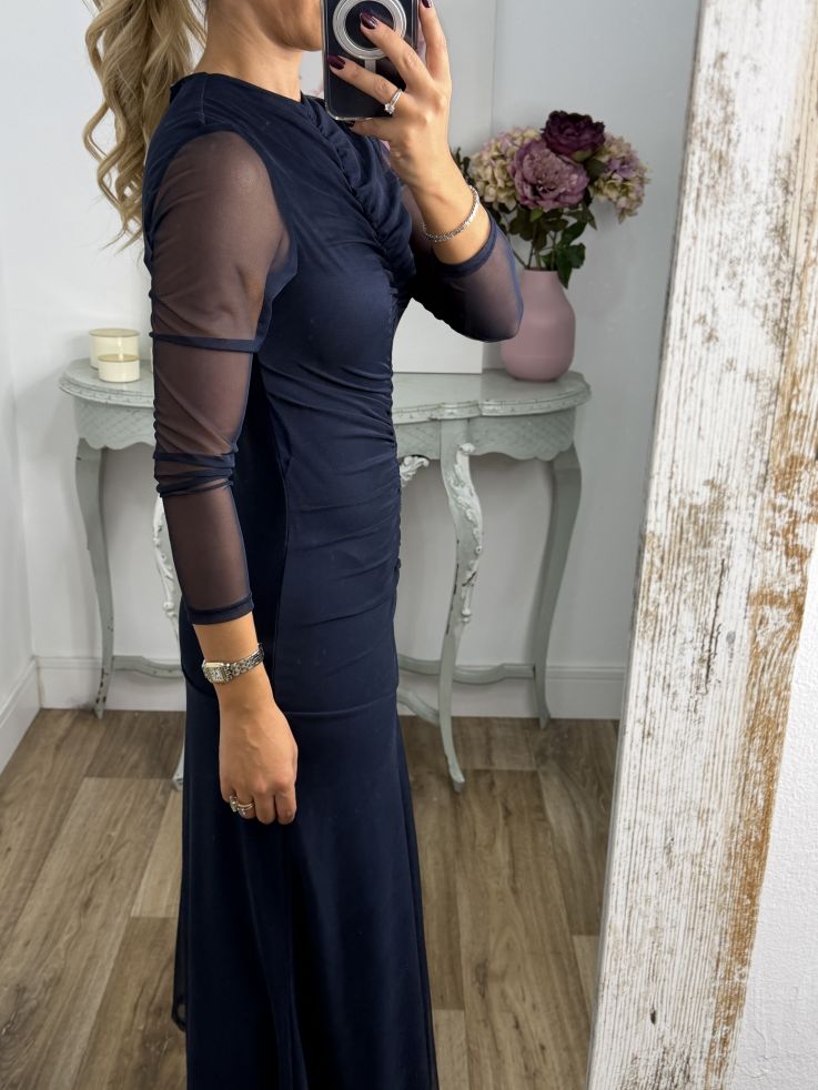 Vestido azul marino cuerpo fruncido