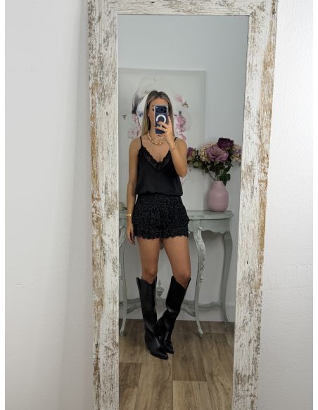Falda Pantalón lurex negro