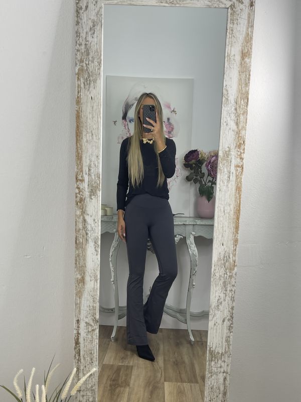 Leggins gris campana tiro alto liso