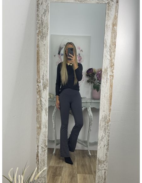 Leggins gris campana tiro alto liso