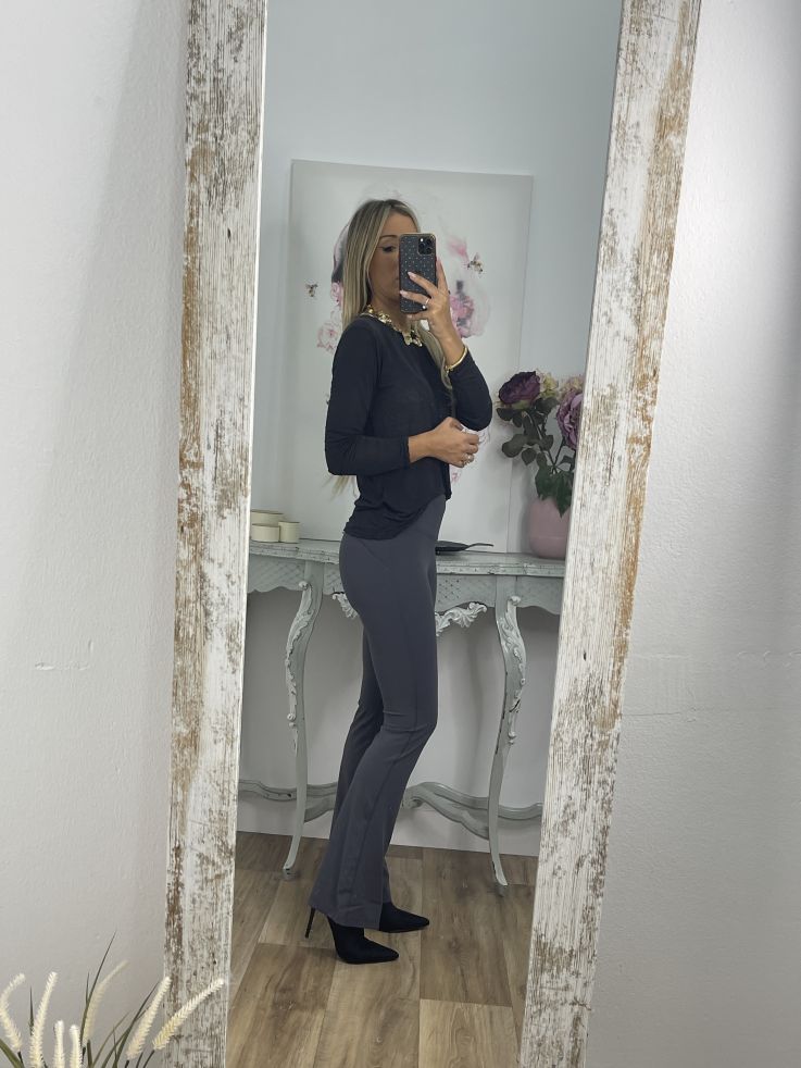 Leggins gris campana tiro alto liso
