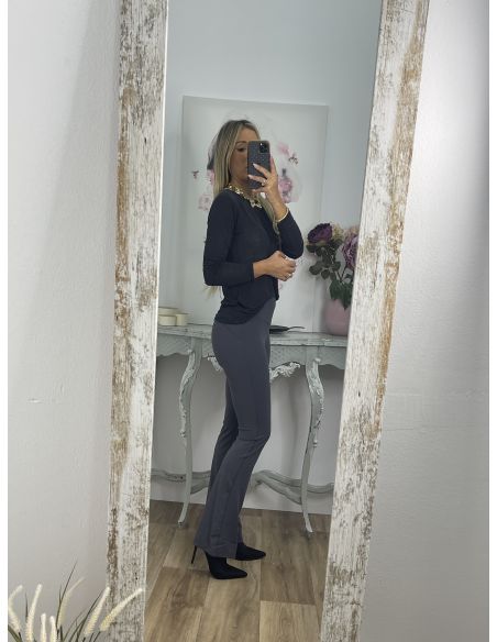 Leggins gris campana tiro alto liso