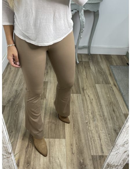 Leggins camel campana tiro alto liso