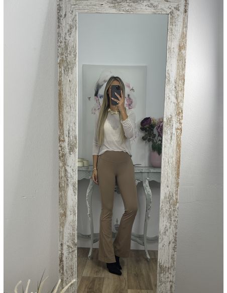 Leggins camel campana tiro alto liso