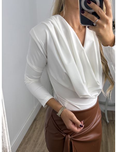 Body escote cascada blanco