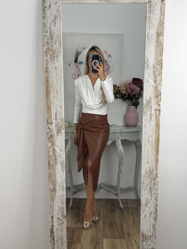 Falda Polipiel lazada camel