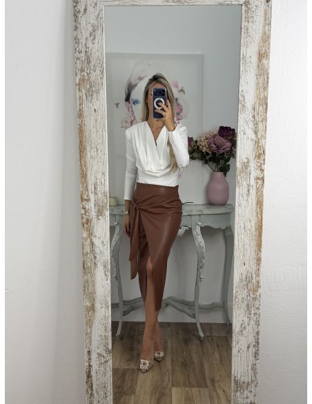 Falda Polipiel lazada camel