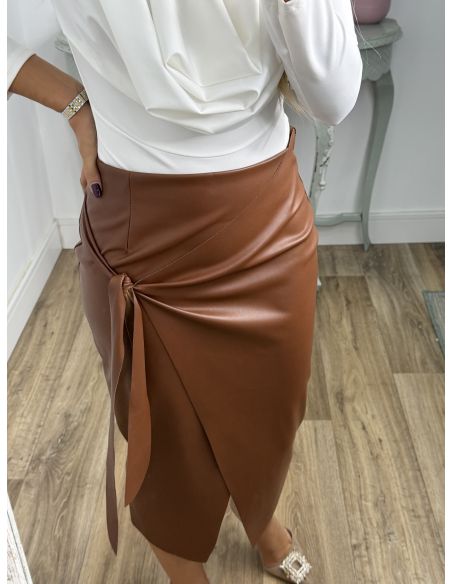 Falda Polipiel lazada camel