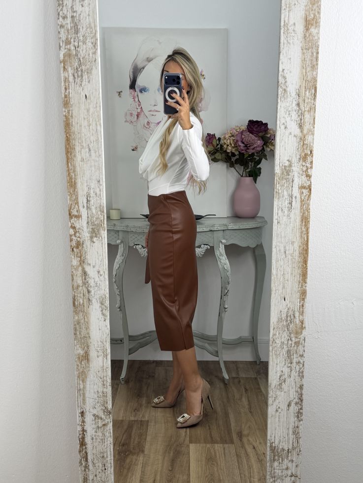 Falda Polipiel lazada camel