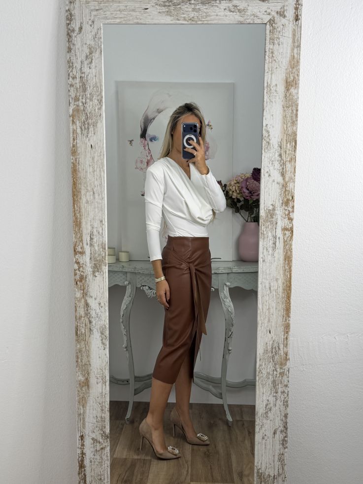 Falda Polipiel lazada camel