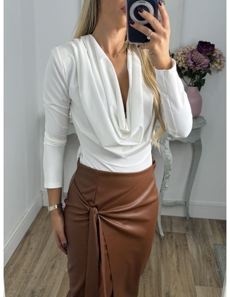 Falda Polipiel lazada camel